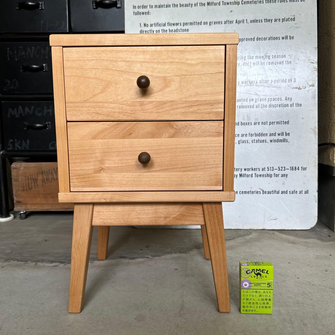 ベルメゾン 天然木アルダー材 サイドチェスト ナイトテーブル ナチュラル