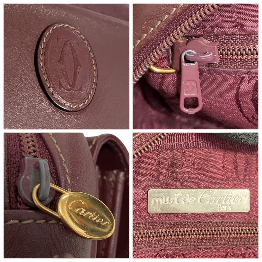 極美品　カルティエ ショルダーバッグ マストライン レザー ボルドー 5283