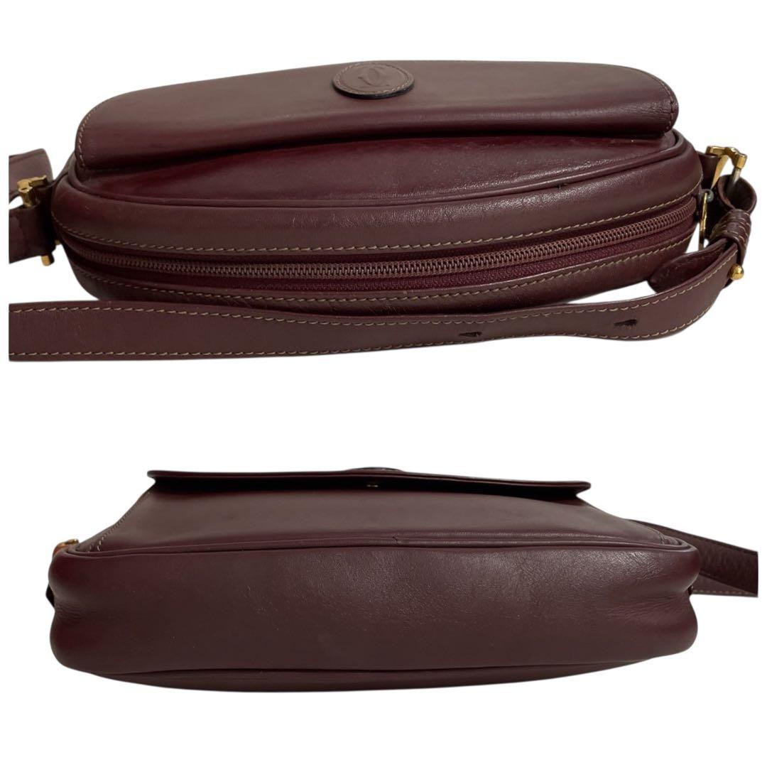 極美品　カルティエ ショルダーバッグ マストライン レザー ボルドー 5283