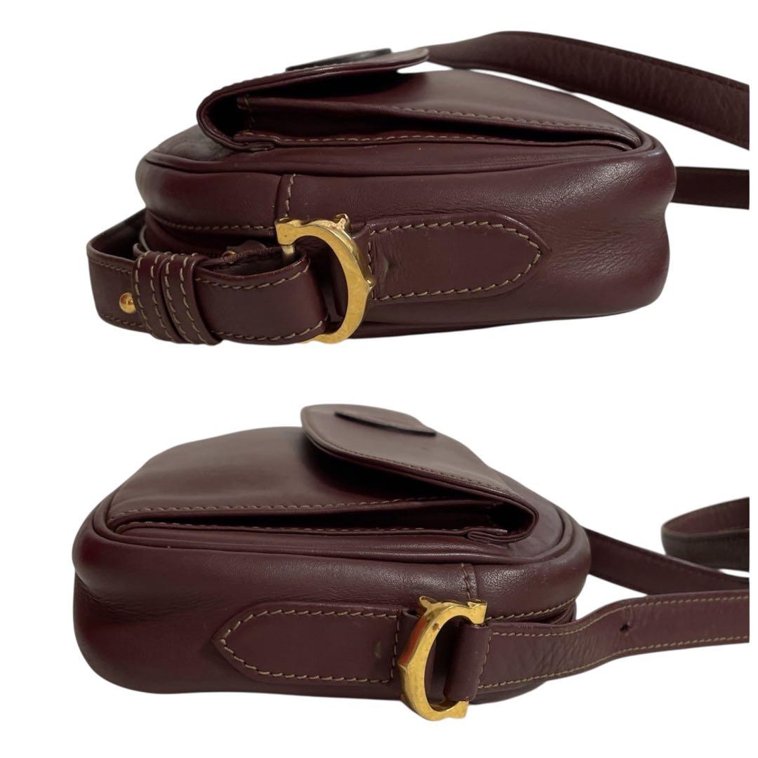極美品　カルティエ ショルダーバッグ マストライン レザー ボルドー 5283