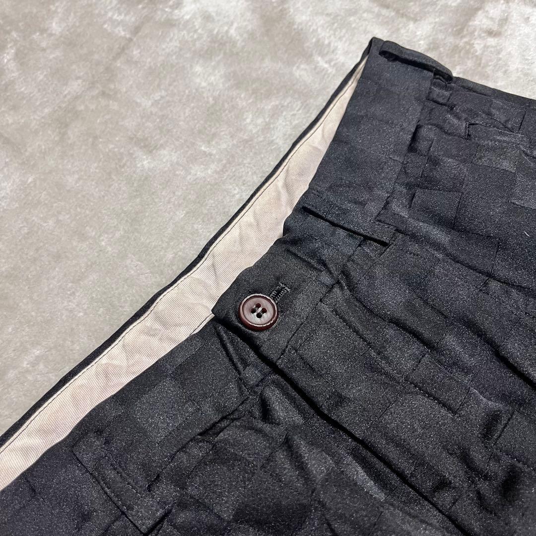 コムデギャルソン オムプリュス　ブロックチェック　ポリ縮絨　サルエル　ブラック