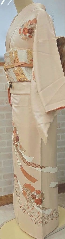 未使用、しつけ糸付き付け下げ訪問着4点フルセット、着物、袋帯、帯締め、帯揚げ