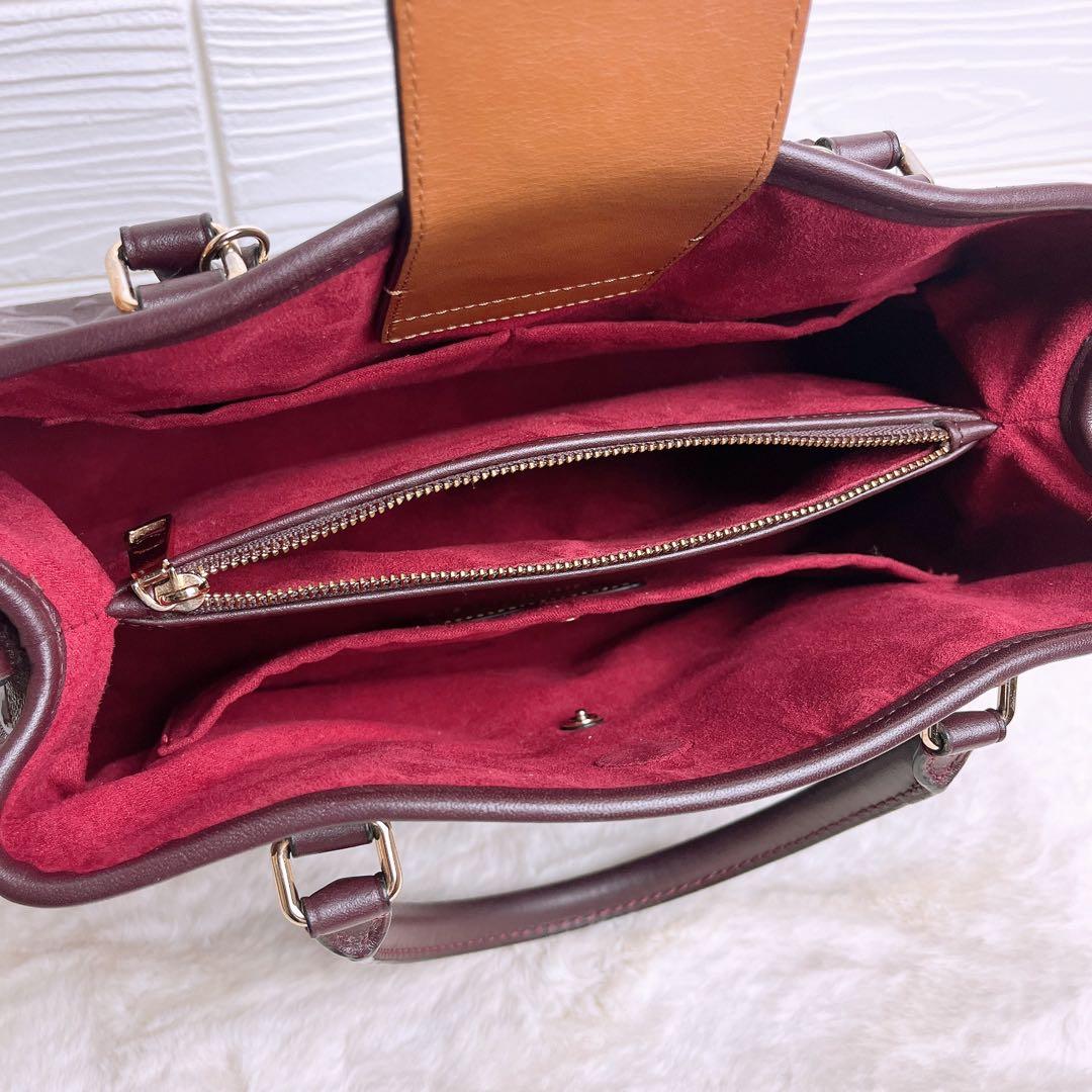 極美品☆COACHコーチ 2wayショルダーバッグ シグネチャー ボルドー