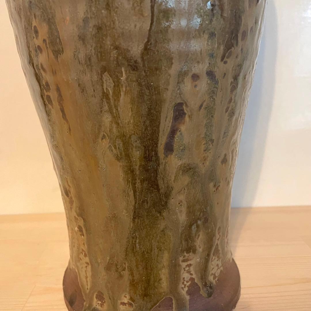 鉄釉 瓶子 梅瓶 在銘 37cm 検）古瀬戸 自然釉 丹波焼 灰釉 中国美術