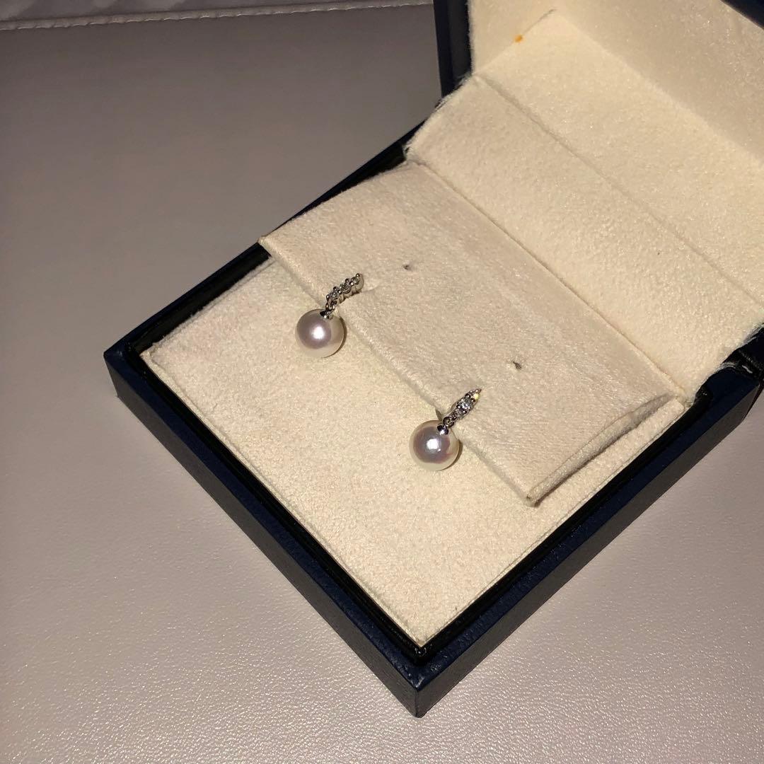 美品　ヴァンドーム青山　ダイヤモンド×あこやパール　ピアス　pt950