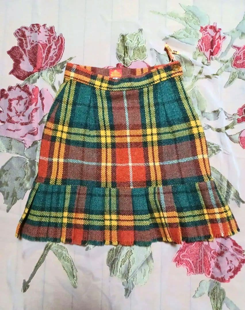 ヴィヴィアンウエストウッド　激カワ！80sハリスツイードタータンチェックスカート