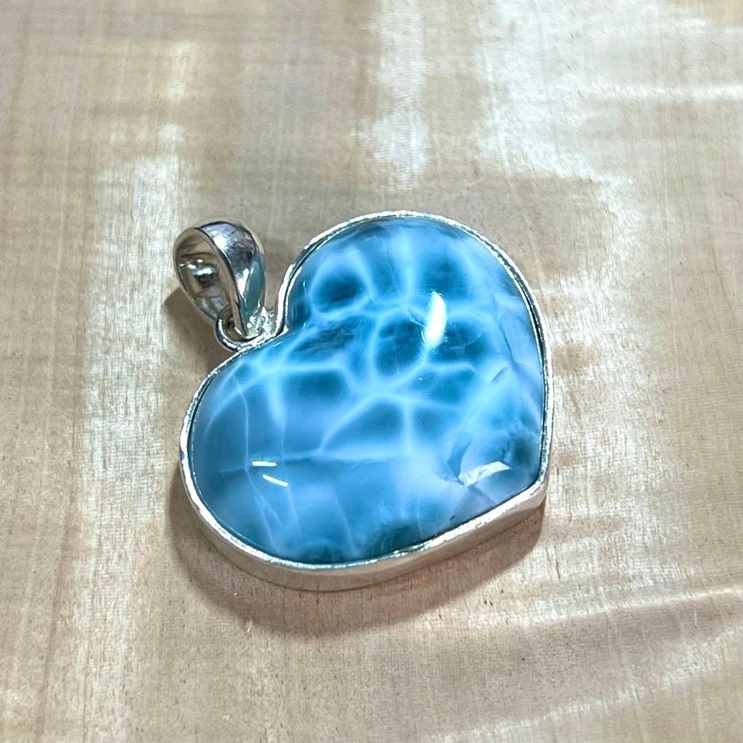 高品質　ラリマー　ハートペンダント　ネックレス　silver925 3-13