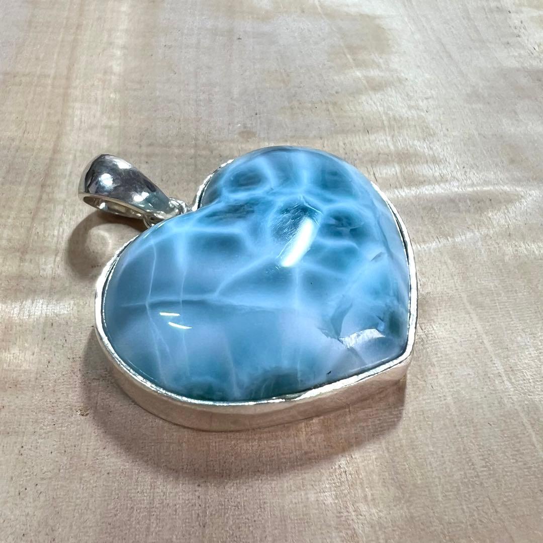 高品質　ラリマー　ハートペンダント　ネックレス　silver925 3-13