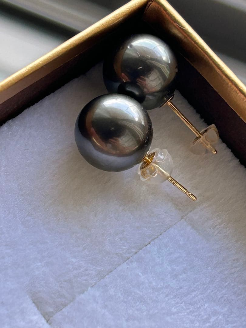パ*♡様 K18黒蝶パールピアス　約10.6mm ピン0.7mm 南洋真珠 黒蝶