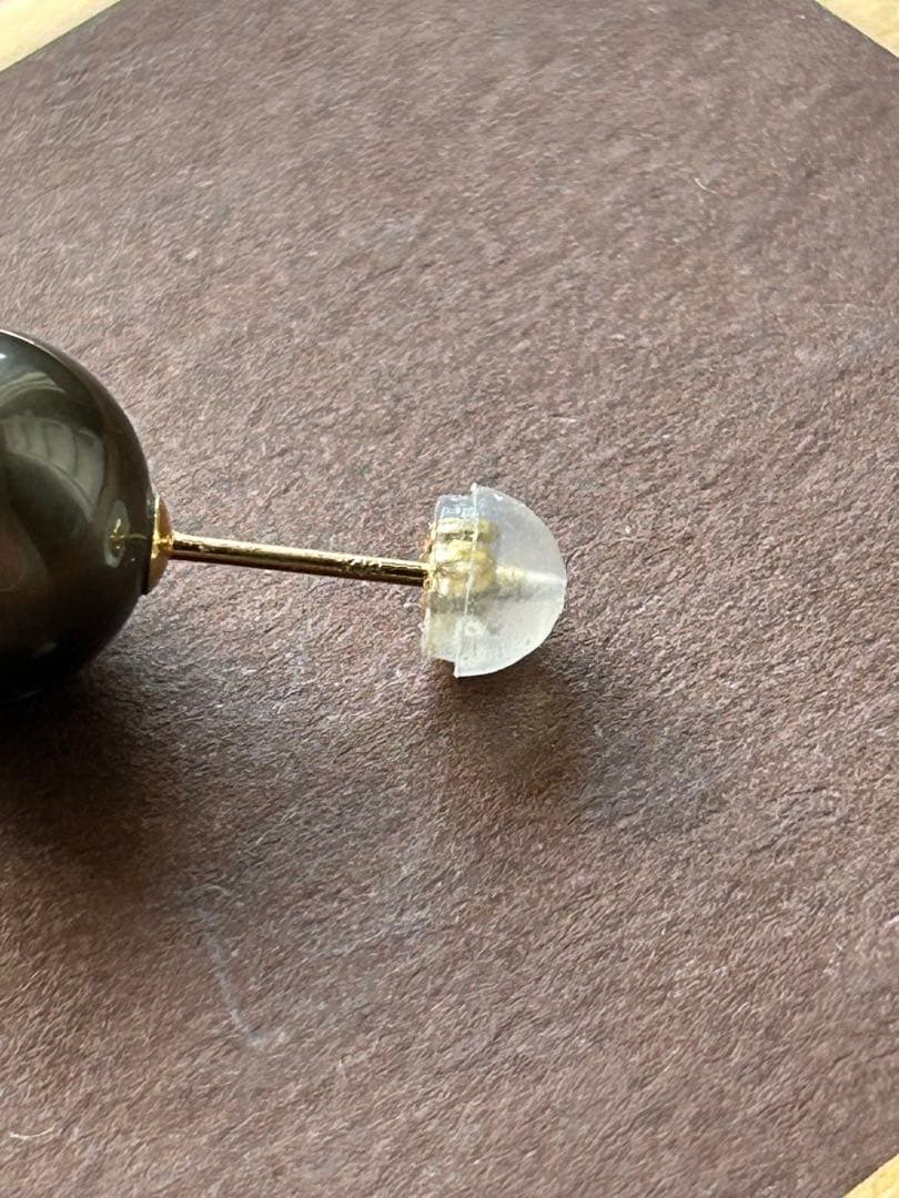 パ*♡様 K18黒蝶パールピアス　約10.6mm ピン0.7mm 南洋真珠 黒蝶