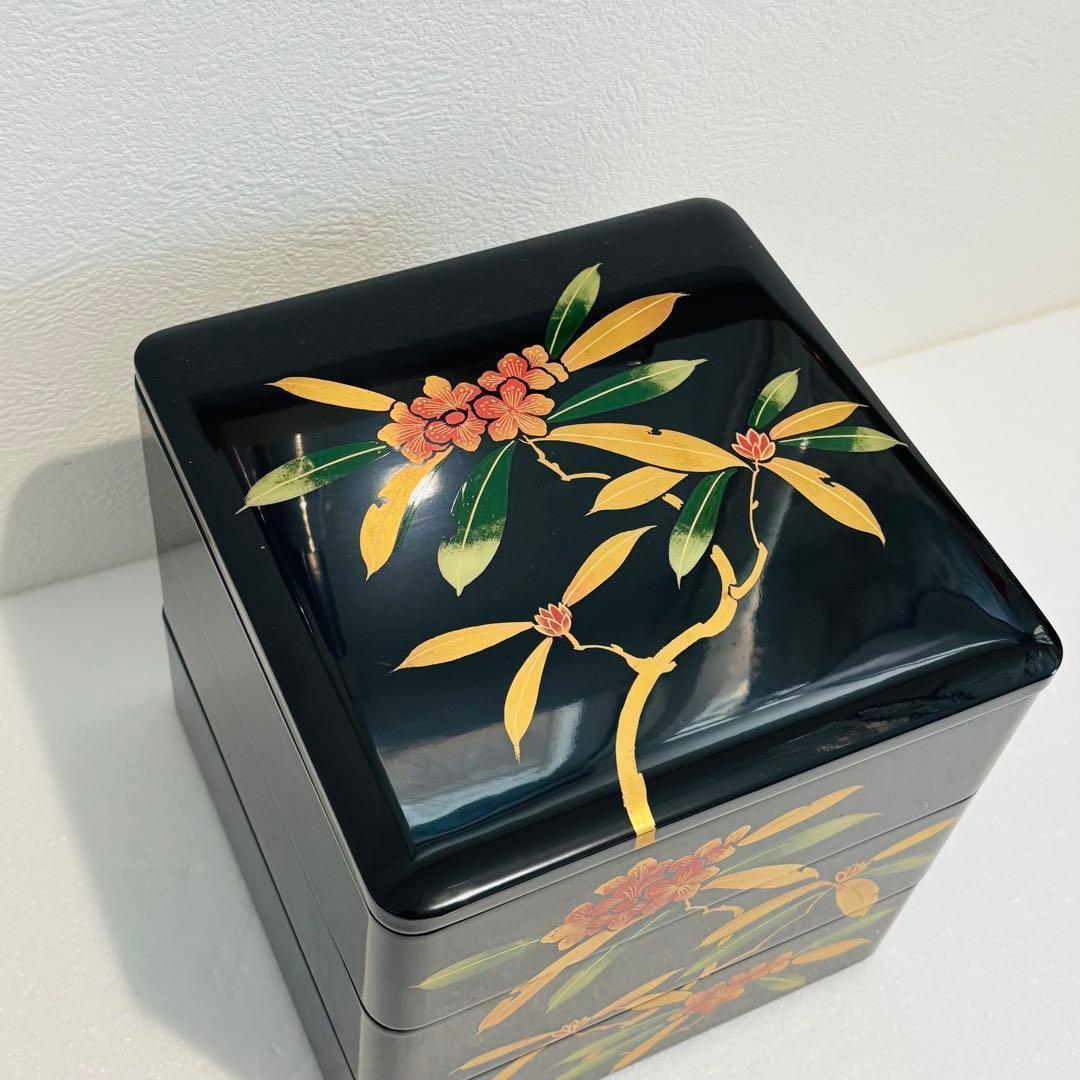 ⭐️ 会津塗 天然木漆器 石楠花蒔絵 三段重 美品 ⭐️