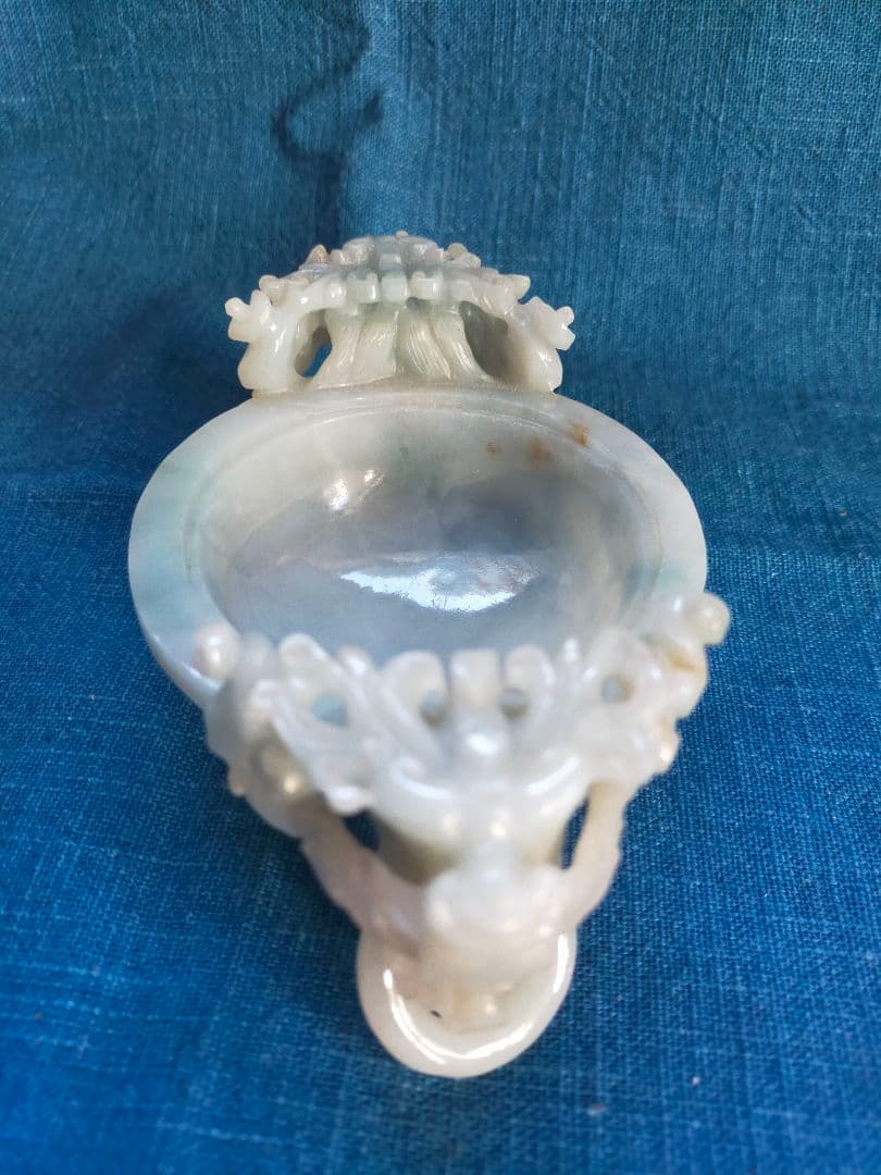 香炉 天然翡翠(硬玉) 彫刻 置物