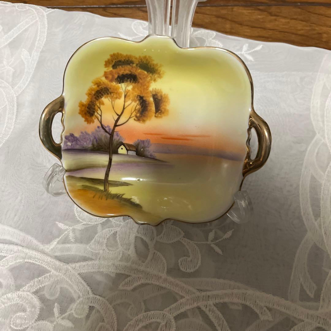 期間限定最終処分特価　オールドノリタケ　湖畔　持ち手付きトレイ　マルキ印