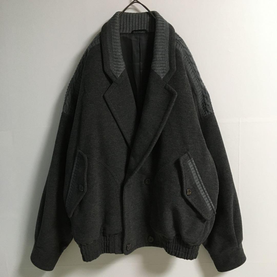 レトロ 古着 ショールカラー ウールジャケット メンズL 日本製 90s