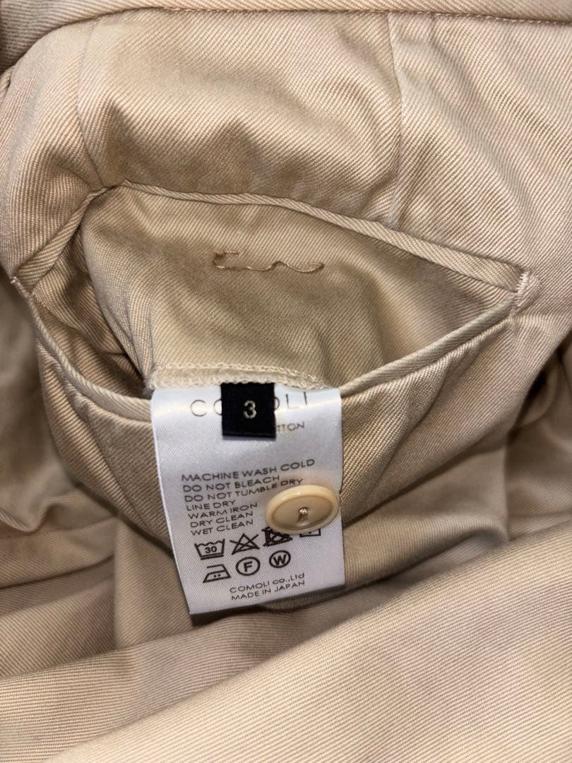 Beams 別注 Comoli 2タック ワイドテーパード チノパン パンツ