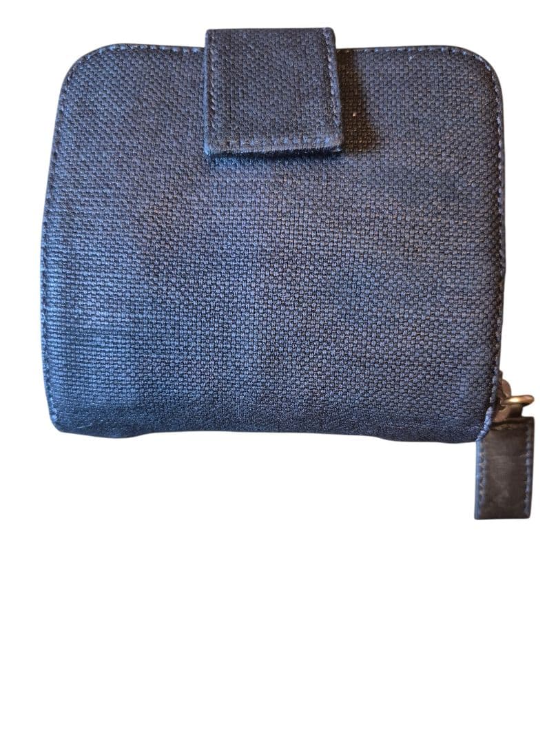 ＰＲＡＤＡ　プラダ　二つ折り財布　三角プレート　キャンパスレザー　ブラック