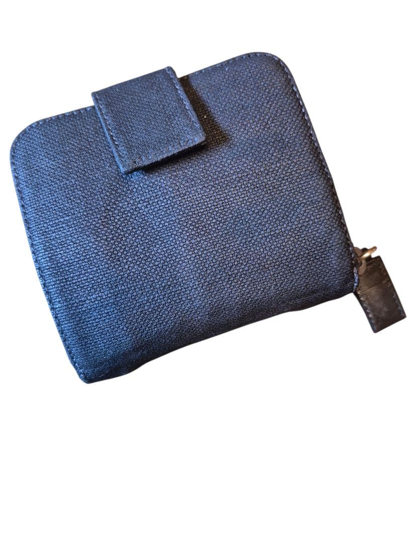 ＰＲＡＤＡ　プラダ　二つ折り財布　三角プレート　キャンパスレザー　ブラック