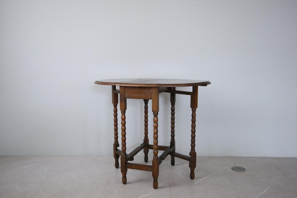 英国アンティーク木製ゲートレッグテーブル/ダイニング机バタフライ(92-71)