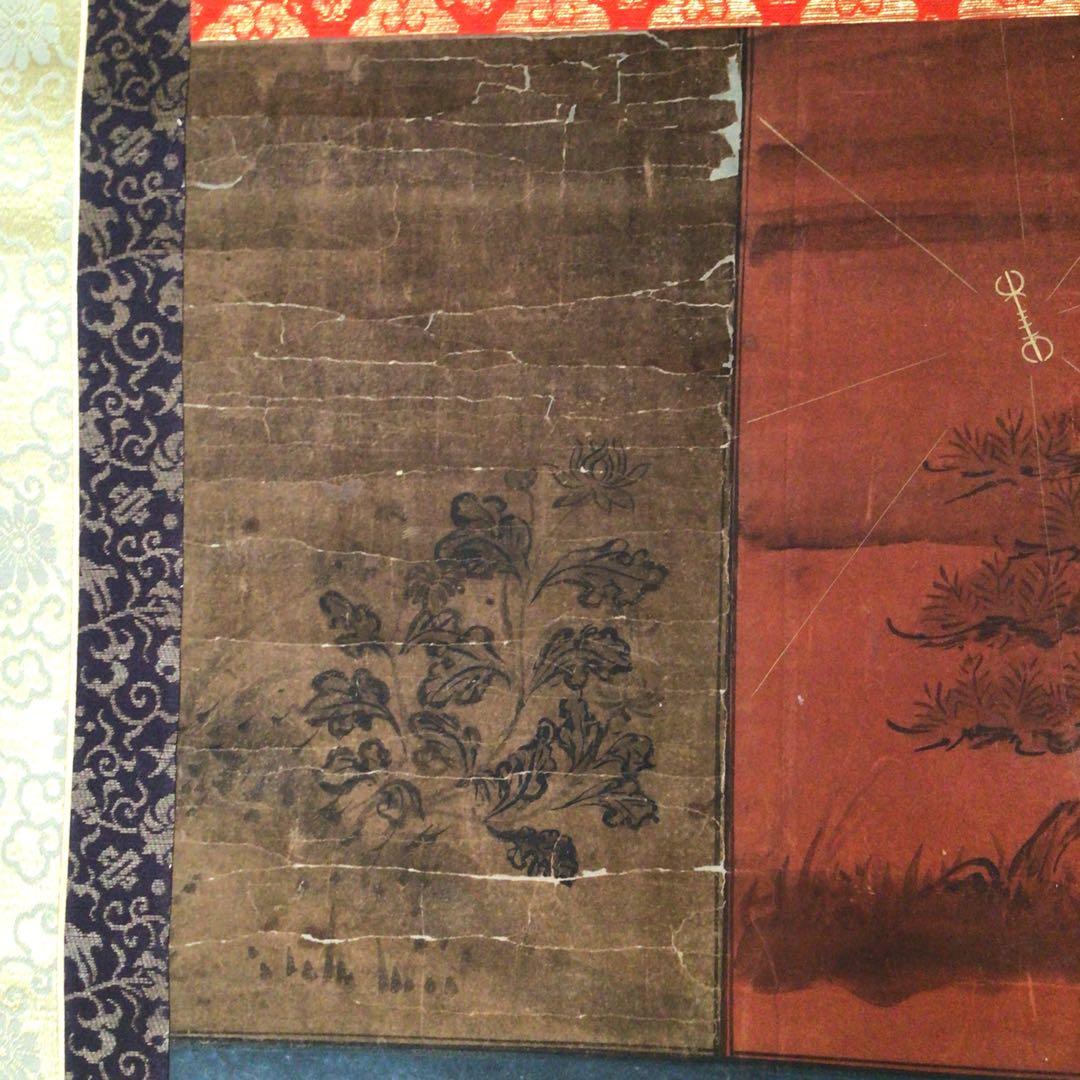 No3014 掛軸　仏教美術　金泥彩色　弘法大師像　紙本　無落款　合箱　送料無料