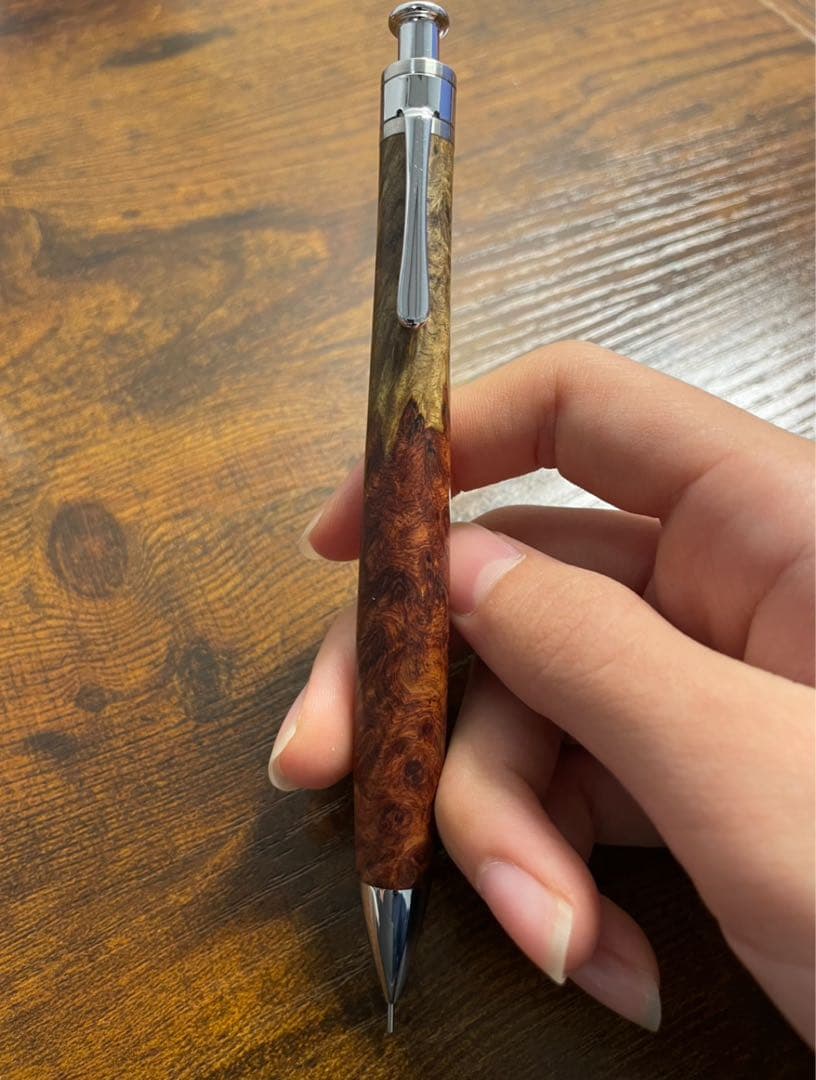 工房楔　花梨紅白　シャープペンシル　新型 固定式口金付き