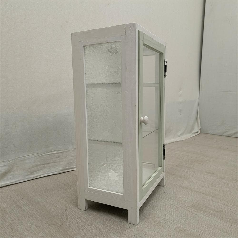 展示品　レトロガラス　シャビー　ハンドメイド　キャビネット　飾り棚　フレンチ　D