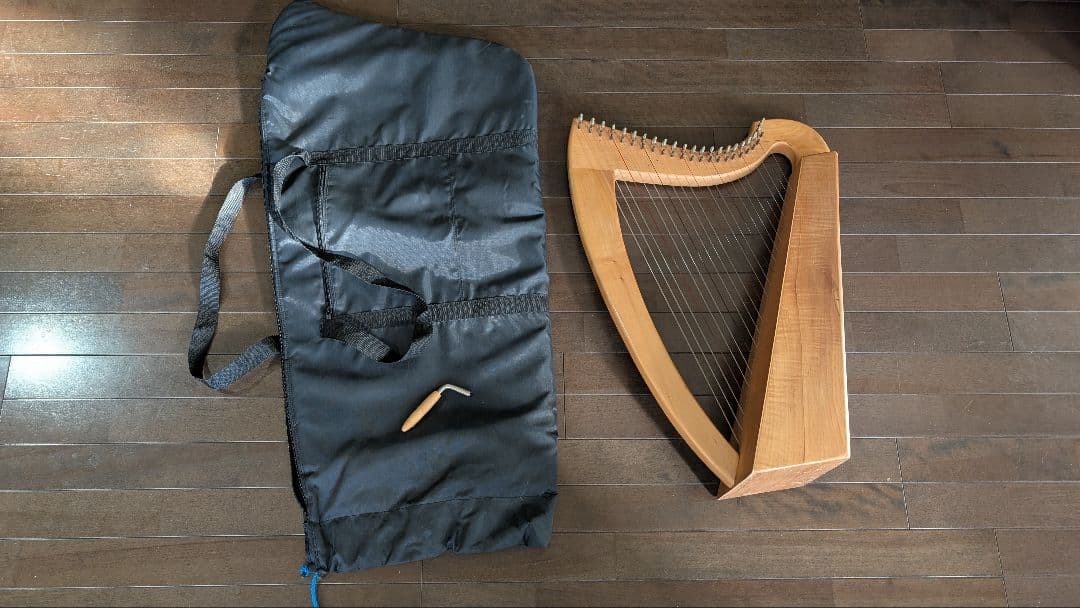 木製ミニハープ本体（収納バッグ付き）