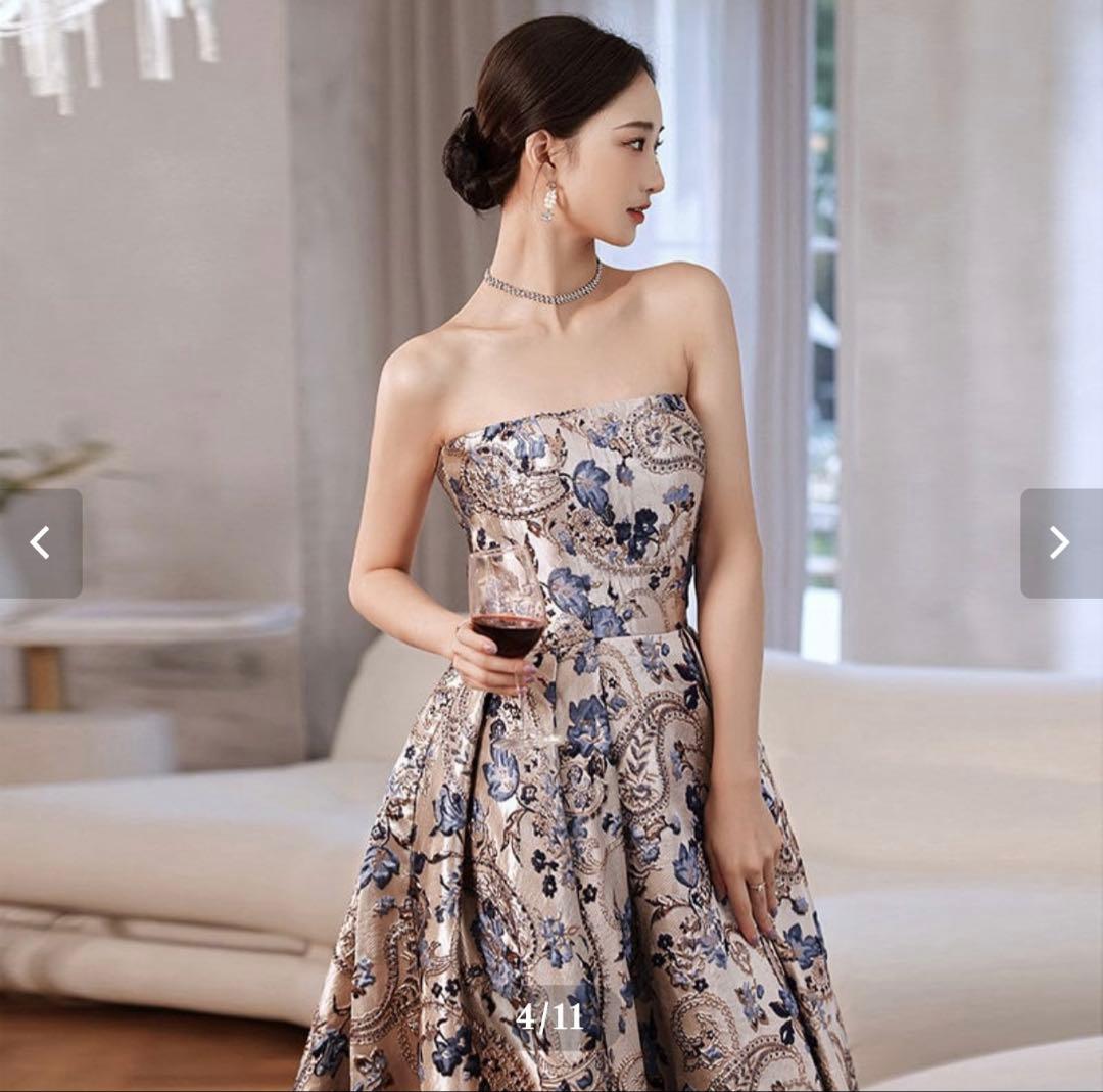 フラワージャガードドレス　Lサイズ　ウェディングドレス　前撮り