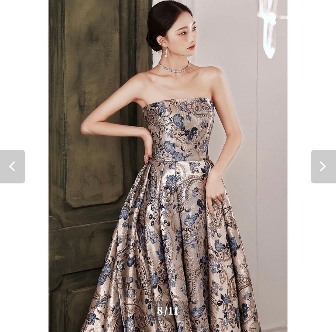 フラワージャガードドレス　Lサイズ　ウェディングドレス　前撮り