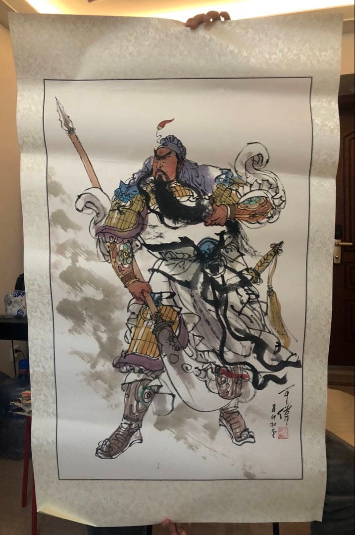 関羽立像　関公　関二爺　人物画　中国水墨画