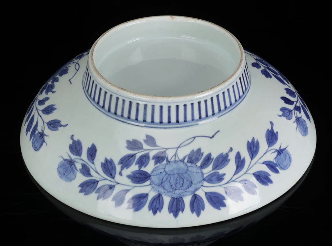 鍋島染付 牡丹文 大皿 藍鍋島 後期鍋島 櫛高台 古伊万里 絵皿 古美術 骨董品