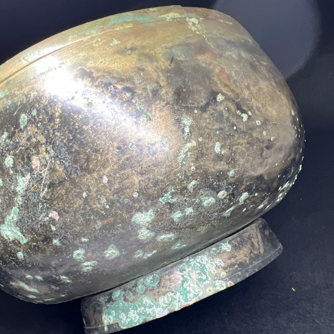 中国漢代　古銅鉢　396g/口径約17㎝　東Y8-0106☆2Fトヒオ