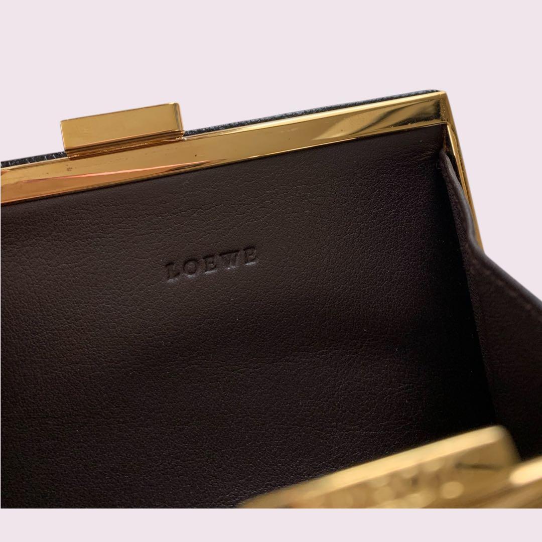 d*4様 LOEWE ロエベ ケース がま口 小銭入れ ブラック レザー