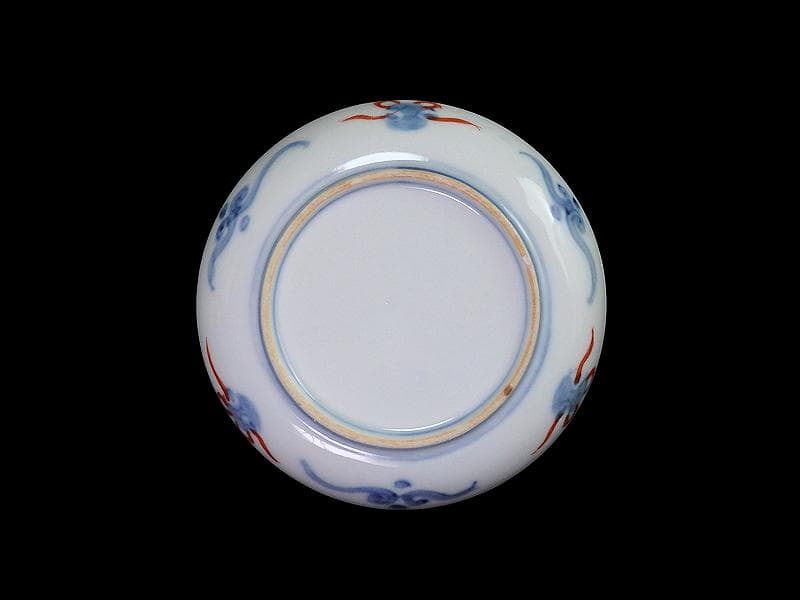 古伊万里　色絵　割絵　花の図　４寸皿　４枚　3164AS-CWu