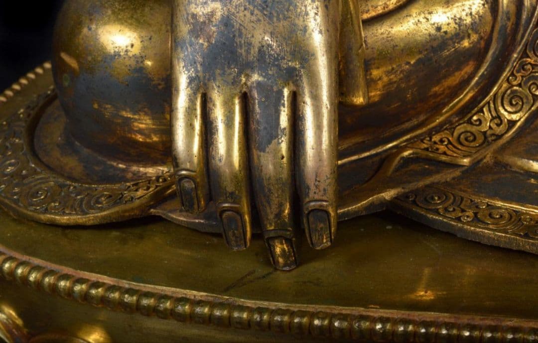 チベット特大仏像 高さ57cm 仏教美術 古銅 鍍金釈迦如来坐像(釋迦牟尼佛)