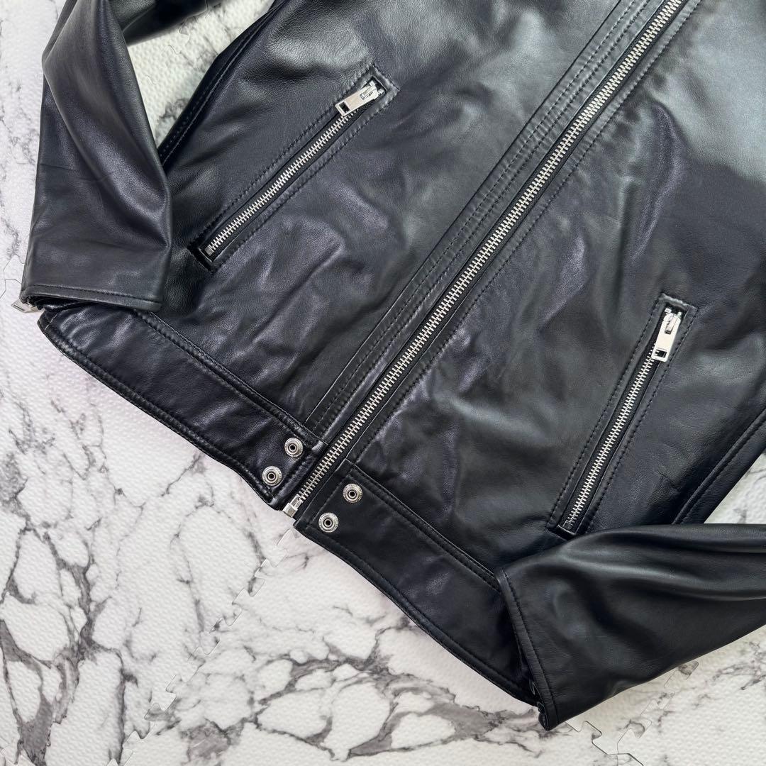 タグ付き美品◎ディーゼル　シングルライダースジャケット　シープスキン　ブラック