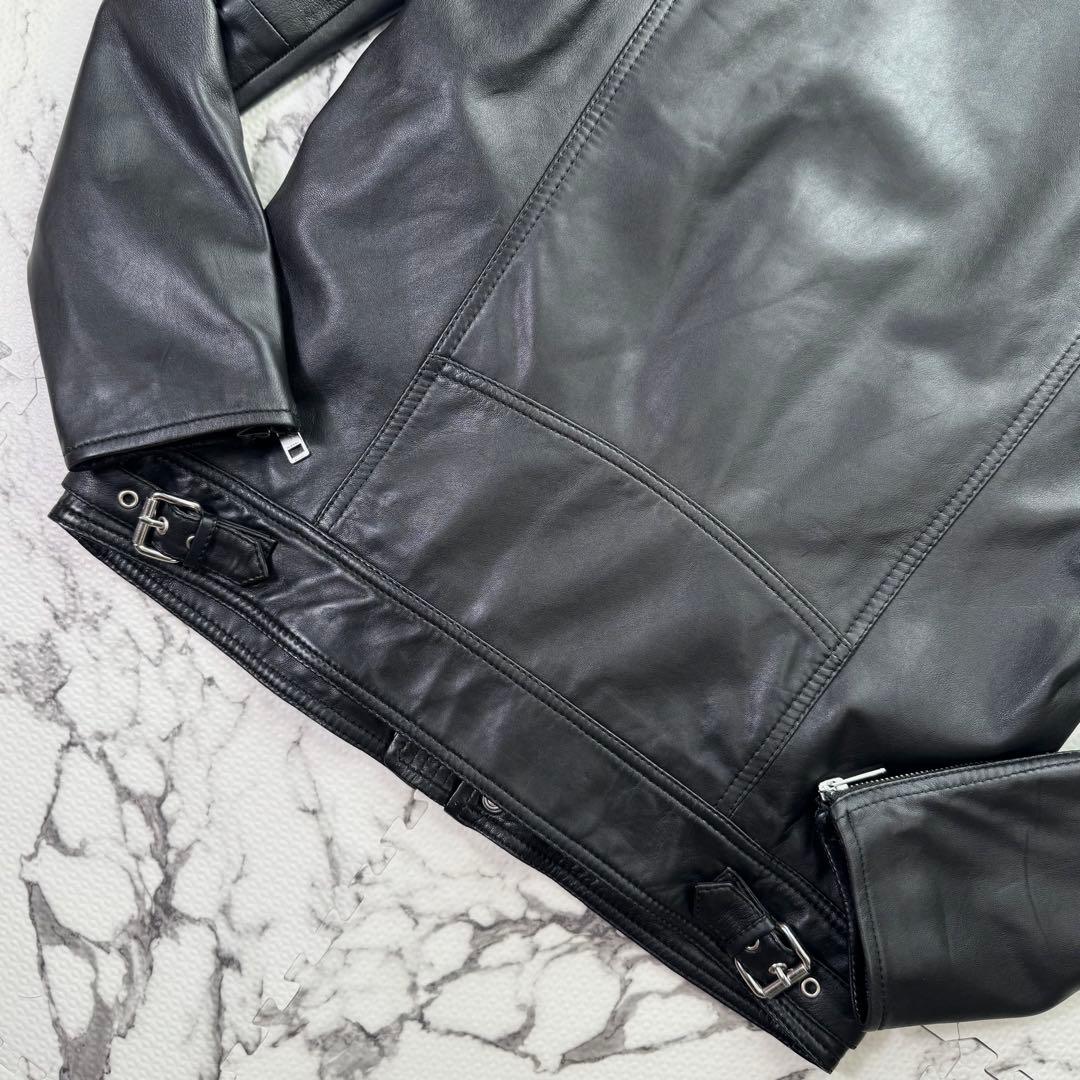 タグ付き美品◎ディーゼル　シングルライダースジャケット　シープスキン　ブラック