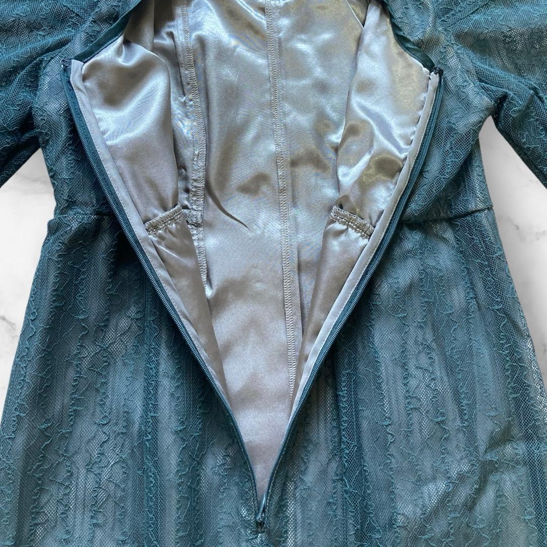 【新品】 アンドレスド　レタリングレースドレス 結婚式 パーティー　グリーン