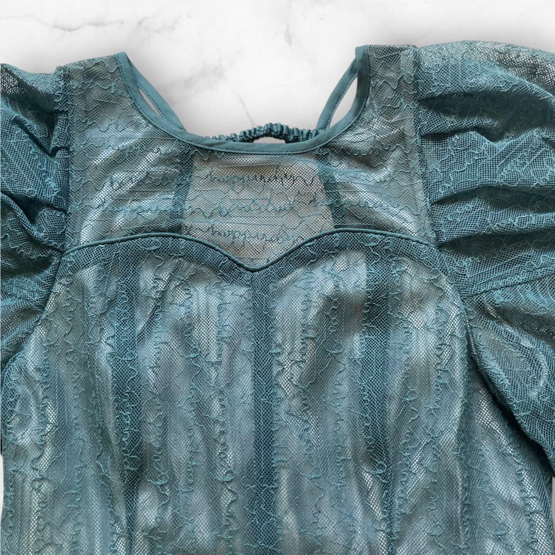 【新品】 アンドレスド　レタリングレースドレス 結婚式 パーティー　グリーン