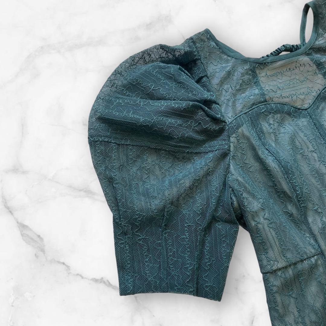 【新品】 アンドレスド　レタリングレースドレス 結婚式 パーティー　グリーン