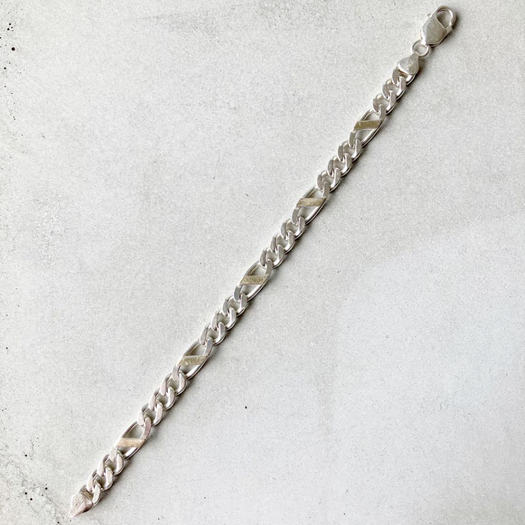 イタリア製 ヴィンテージ Figaro フィガロチェーンブレスレット 925