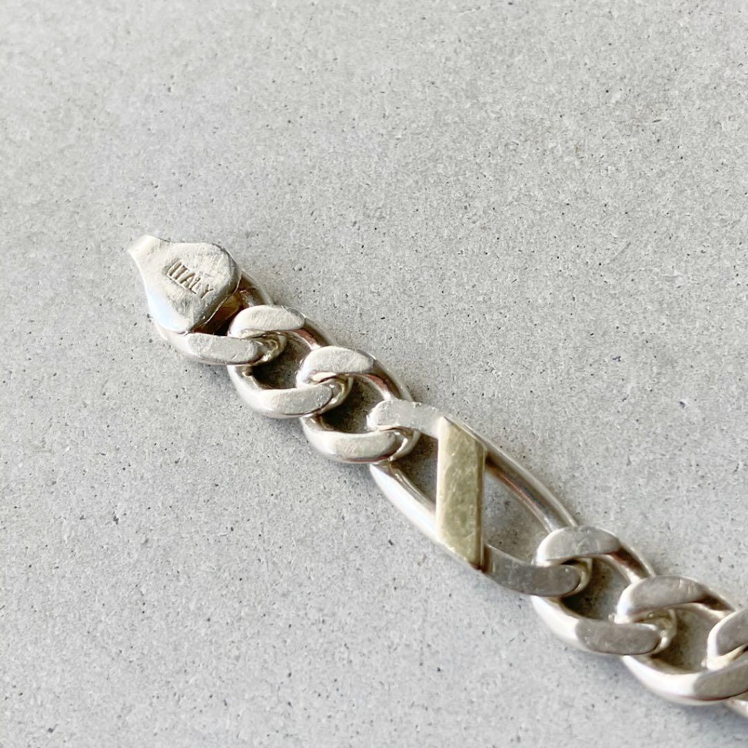イタリア製 ヴィンテージ Figaro フィガロチェーンブレスレット 925