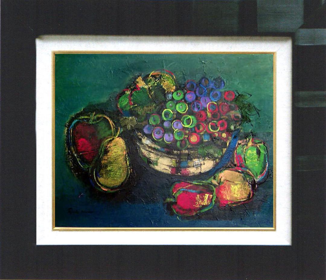 油絵 絵 絵画インテリア 額付(白) uF6-061304 静物 フルーツ