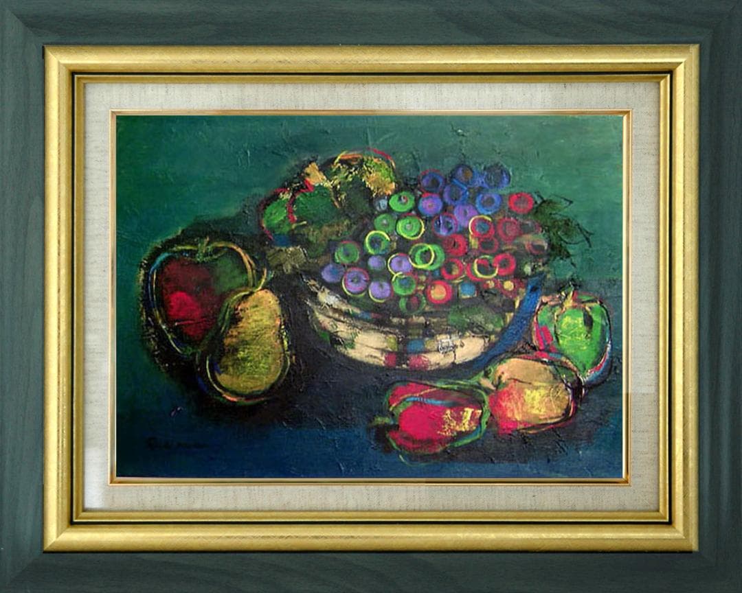 油絵 絵 絵画インテリア 額付(白) uF6-061304 静物 フルーツ