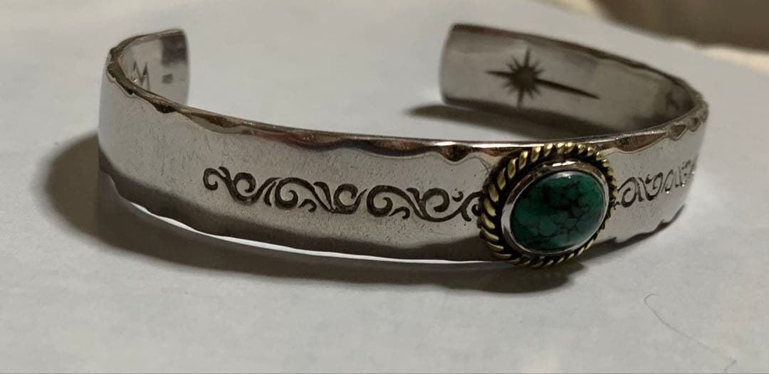 SAAD サード 金縄唐草模様ターコイズバングル