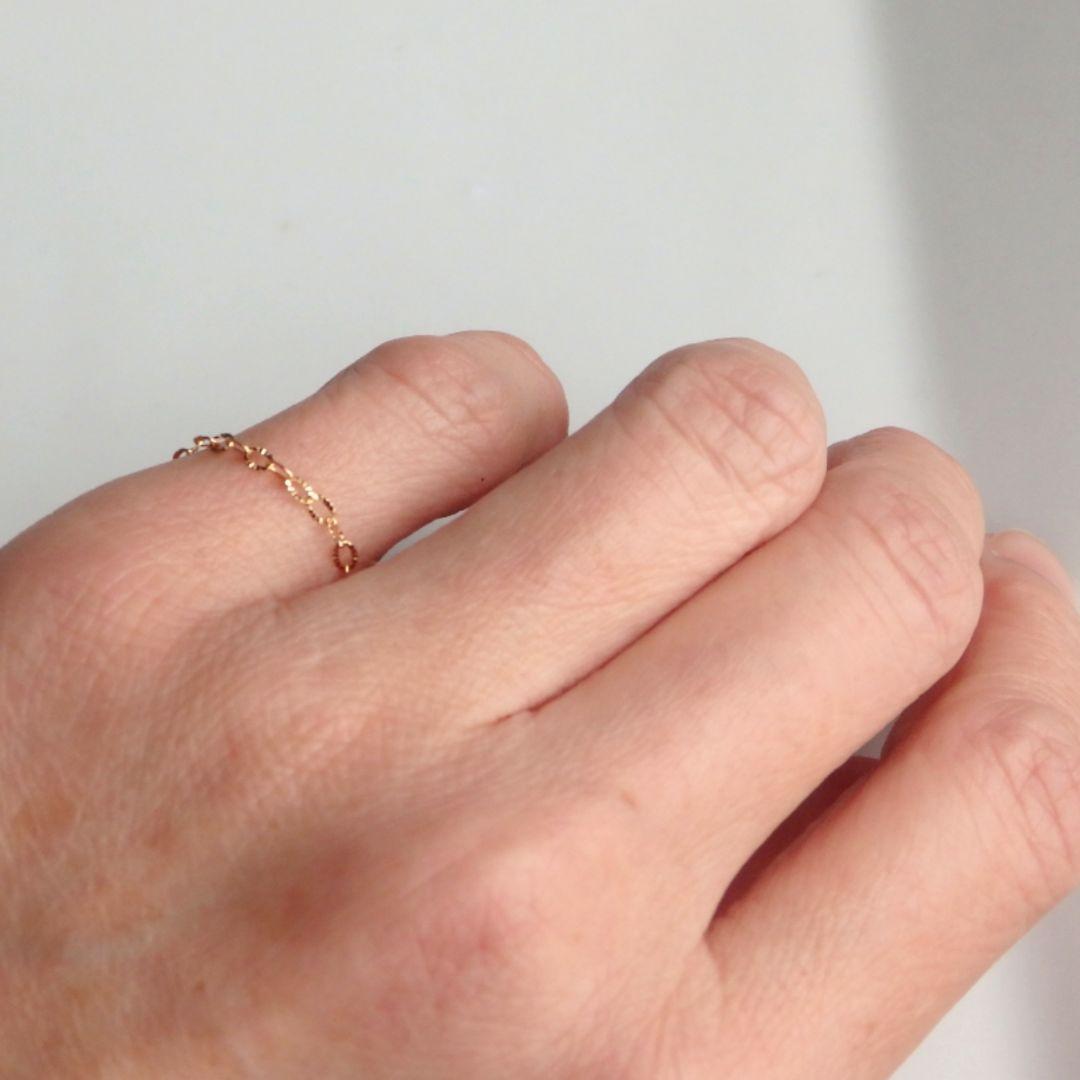 アンちゃん　k18リング　チェーンリング　スクリューチェーン　ペタル