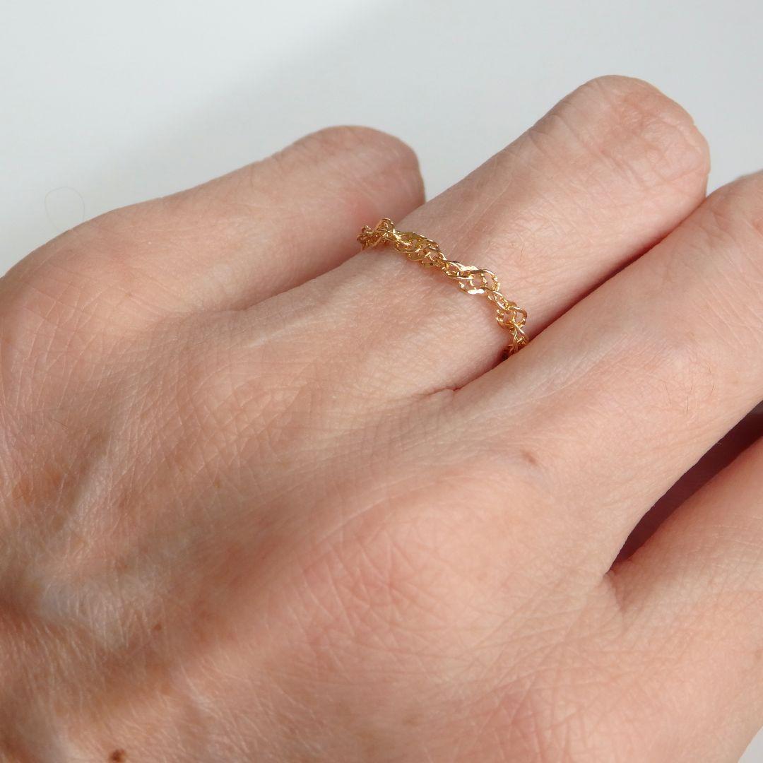 アンちゃん　k18リング　チェーンリング　スクリューチェーン　ペタル