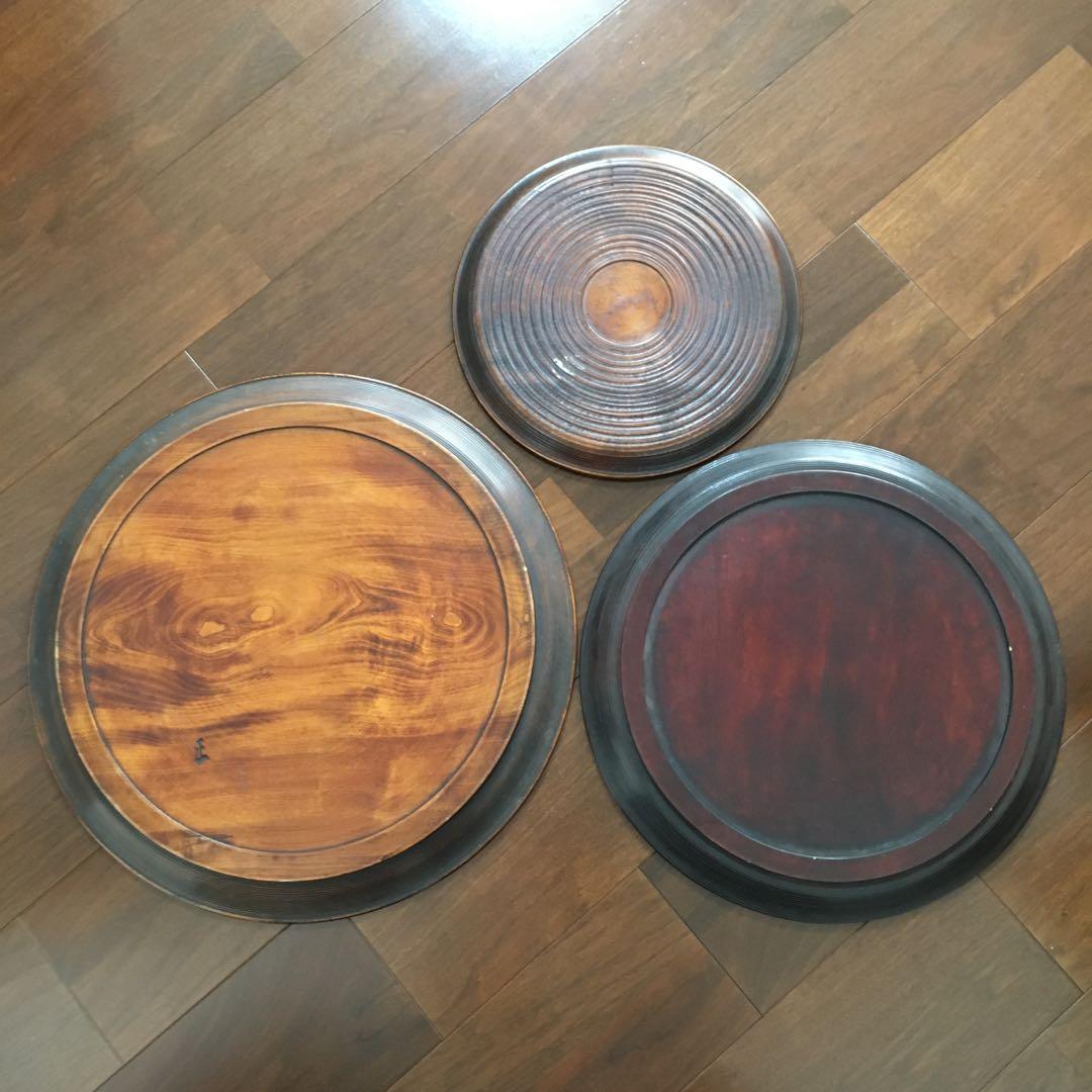 烏城彫　お盆　丸盆　飾盆　大、中、小　3点セット　C