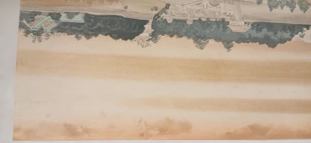 定石塊石版画、宮城と富士 昭和6年出版