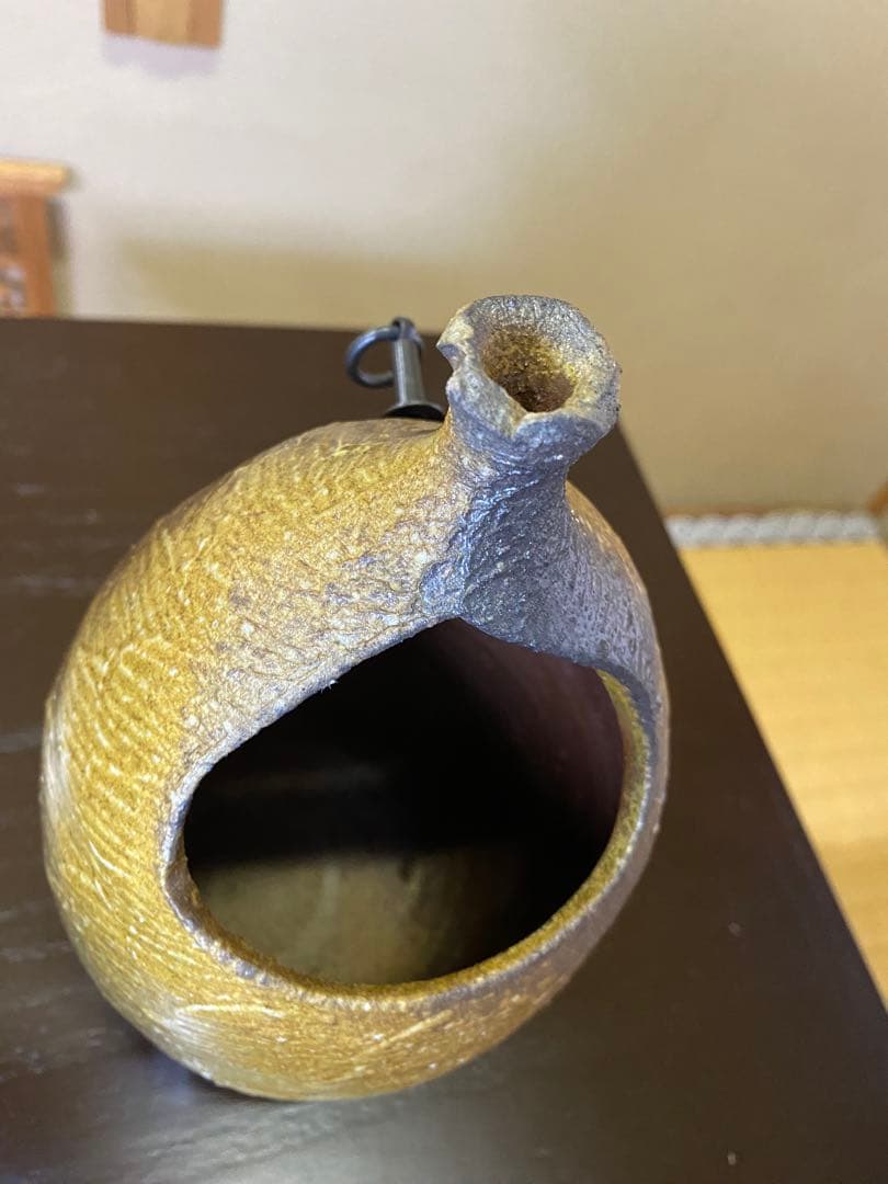 ⭐️本日限定⭐️茶道具/花入 『備前くりぬき掛花入』 岡田輝 共箱 茶の湯