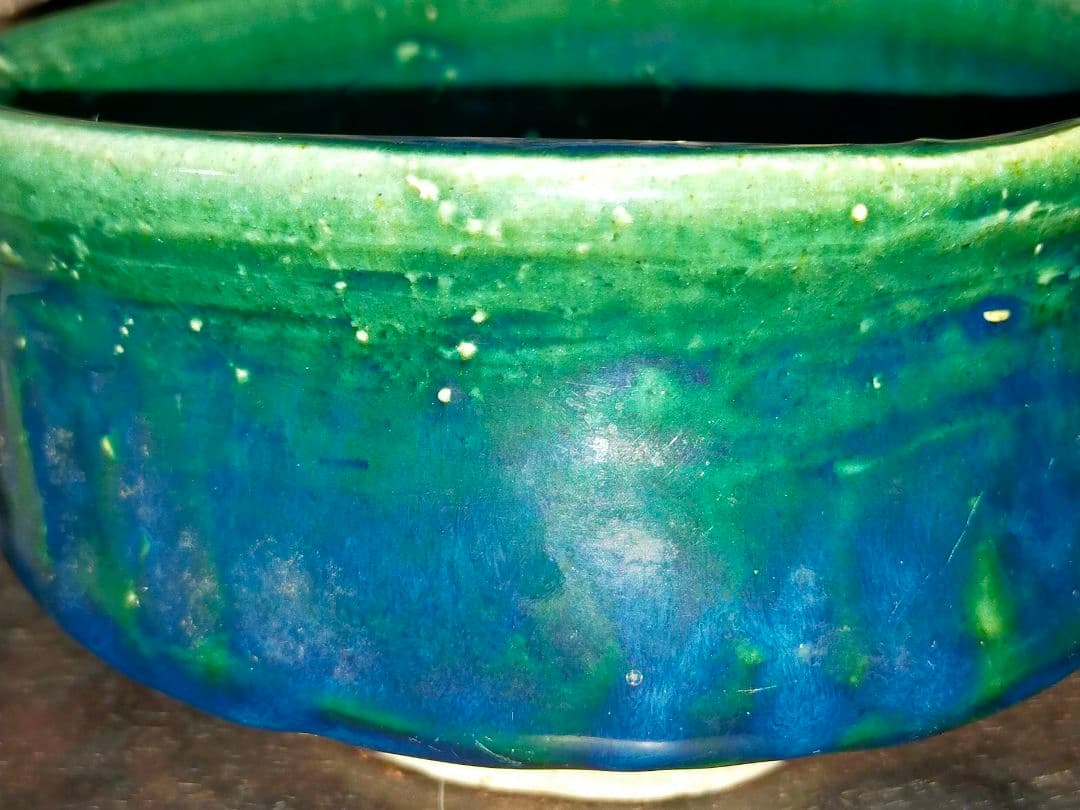 ♥美濃焼　総織部　茶碗　無銘　織部　骨董　古玩